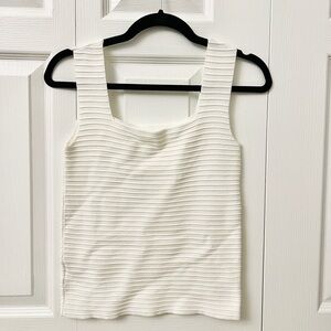 Elegant White Ribbed Tank Top